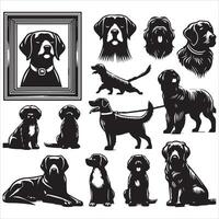 Print editable dog bundle in an illustration frame and floral dog logo vector