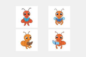 Ant reading book on white background illustration vector