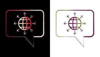Dialogue icon, globe line icon. Earth globe in quote frame icon. vector