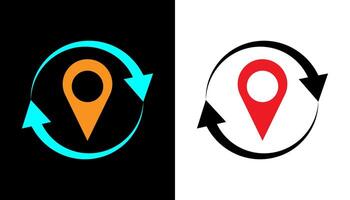 Rotating map pin anywhere and anytime icon illustration. vector
