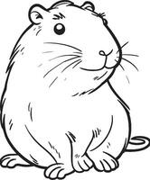 Capybara Coloring Page, Capybara Line Art, vector