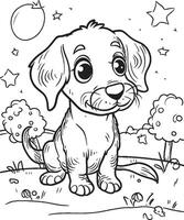 Dachshund Coloring Page, Dachshund Line Art, vector
