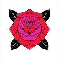 A red rose flower with leaves vector
