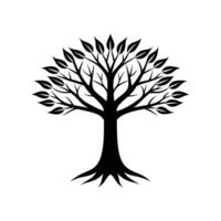 Tree with Root Silhouette, A Tree with leaves silhouette vector