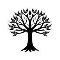 Tree with Root Silhouette, A Tree with leaves silhouette vector