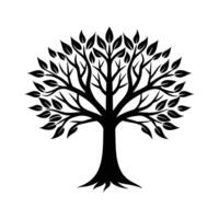 Tree with Root Silhouette, A Tree with leaves silhouette vector