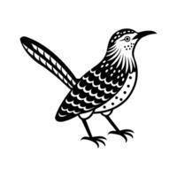 cactus wren bird silhouette vector