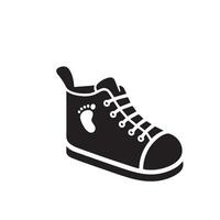 Kids shoes silhouette. child shoes illustration. Baby shoes logo, icon black and white. vector