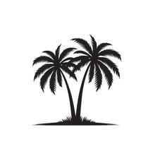 Plam tree silhouette. Date tree silhouette. palm tree logo, icon design black and white. vector