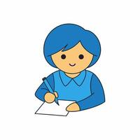 A Student is writing in The Exam with pen vector