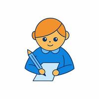 A Student is writing in The Exam with pen vector