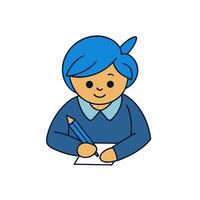 A Student is writing in The Exam with pen vector