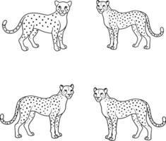 Cheetah Coloring Pages Line Art vector