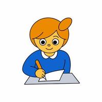 A Student is writing in The Exam with pen vector