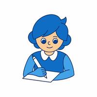 A Student is writing in The Exam with pen vector