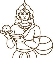 Design a line art representation of Lord Krishna as the cosmic being vector