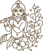 Design a line art representation of Lord Krishna as the cosmic being vector