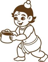 Design a line art representation of Lord Krishna as the cosmic being vector