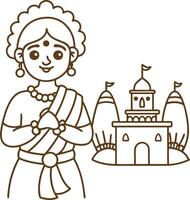Design a line art representation of Lord Krishna as the cosmic being vector