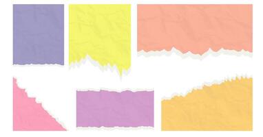 torn and crumpled pieces of paper. notebook and sheet, scrapbook old. vector