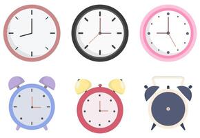Clock flat icon set isolated on white background. vector