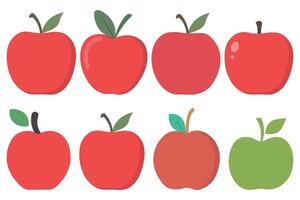 Apples fresh slices set in different style isolated on white background. vector