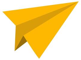Cartoon paper plane in yellow color isolated on white background. vector