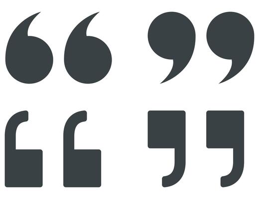 Quotation marks sign and symbol isolated on white background.
