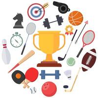 Set of sport icons in flat design isolated on white background. vector