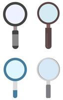 Magnifying glass icon set in flat style isolated on white background. vector