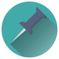Organizer push pin flat icon with long shadow isolated on white background vector