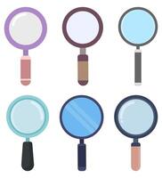 Set of magnifying glasses with different style isolated on white background. vector