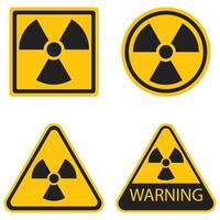 Radiation area icon set isolated on white background. vector