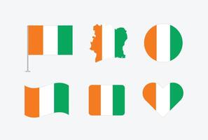 Ivory Coast flag. Set of Ivory Coast Flags Collection. vector