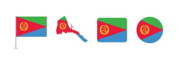Eritrea flag. Set of Eritrea Flags Collection. vector