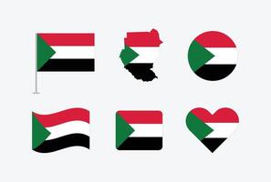 Sudan flag. Set of Sudan Flags Collection. vector