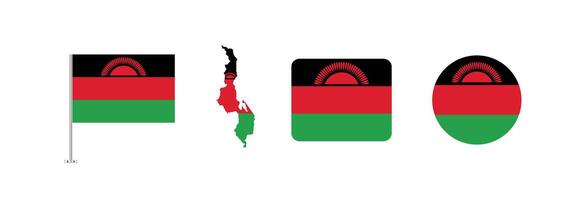 Malawi flag. Set of Malawi Flags Collection. vector