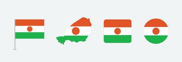 Niger flag. Set of Niger Flags Collection. vector