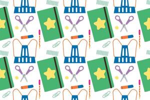 School tools seamless pattern. Stationery background. Back to school. Endless background in childish style for fabric, textile, kids and wallpaper. illustration vector