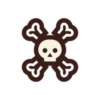 Set of doodle skulls with bones vector