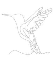 Continuous one line drawing of Humming bird. vector