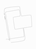 Continuous line art of a smart phone and a credit card vector