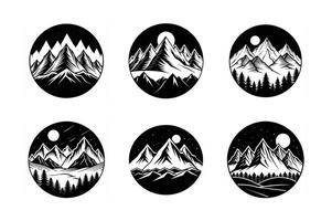 Silhouette of a mountain with full moon set vector