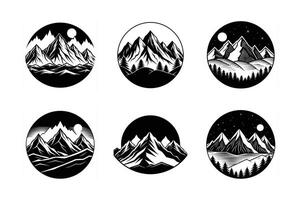 Silhouette of a mountain with full moon set vector