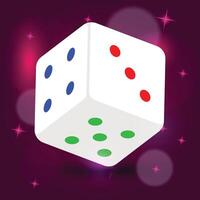 a white ludo dice with a green and red dot on it vector