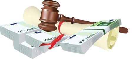 currency bribes contracted parchments and rolling pin by judge vector