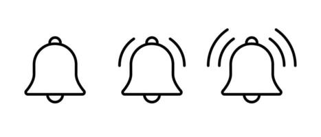 Ring bell icon set in line style. Notification sign symbol vector