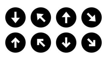 Up and down direction arrow icon set on black circle. Upward and downward concept vector