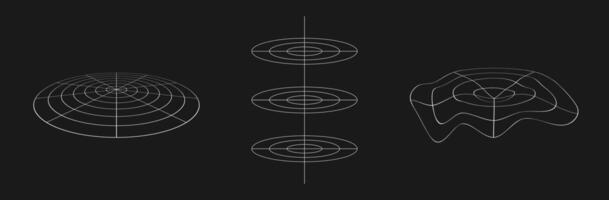 Set of retrofuturistic polar grids. vector