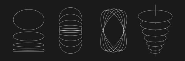 Set of retrofuturistic circle shapes. vector